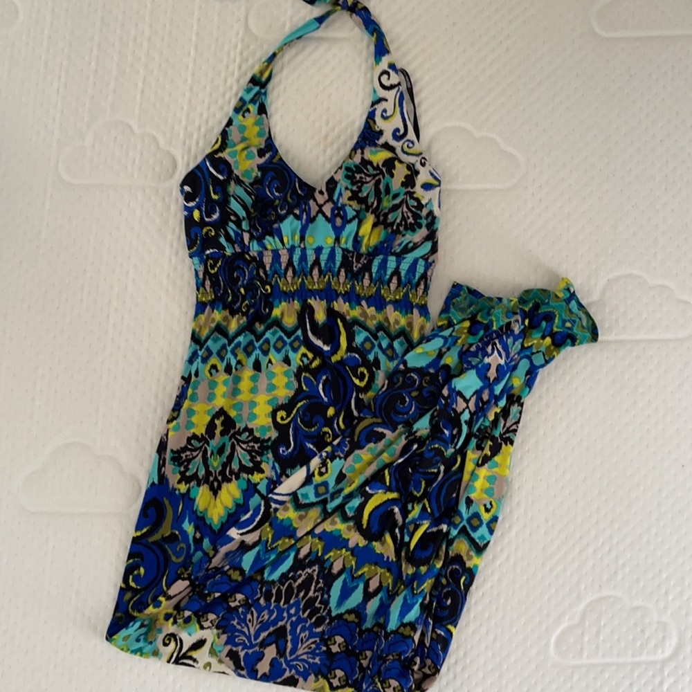 Bisou Bisou multi colored maxi dress size medium